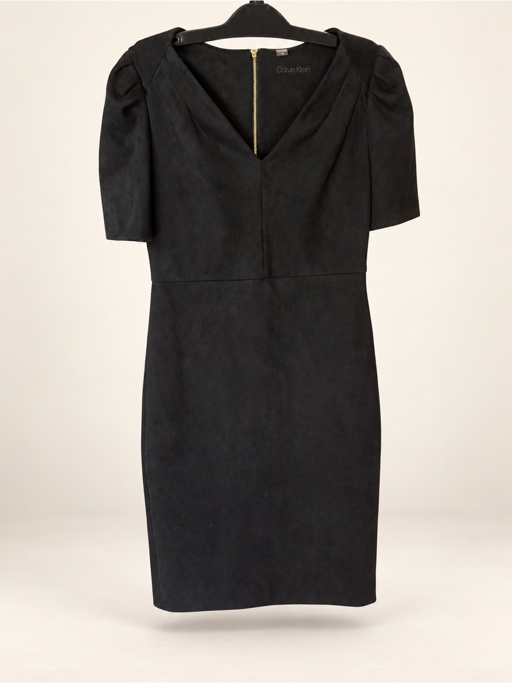 Calvin Klein Black Dress with Gold Zip-Back Accent